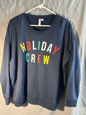 Women's Navy 'Holiday Crew' Graphic Sweatshirt